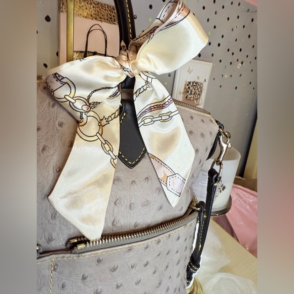 Dooney & Bourke Gray Ostrich Skin Satchel - Picture 6 of 15